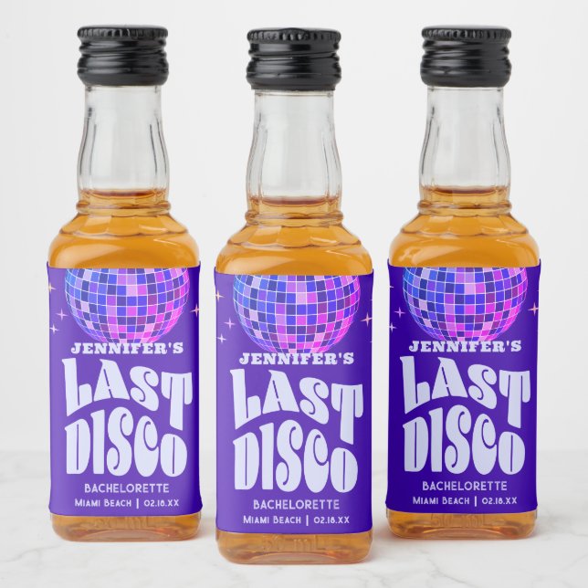 Retro Groovy Last Disco Bachelorette Weekend Party Liquor Bottle Label (Bottles)