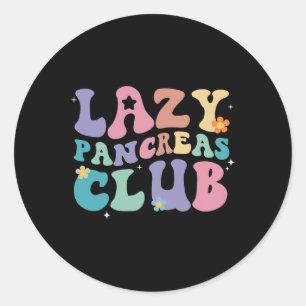 Retro Groovy Lazy Pancreas Club Type 1 Diabetes Aw Classic Round Sticker