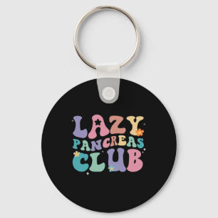Retro Groovy Lazy Pancreas Club Type 1 Diabetes Aw Keychain