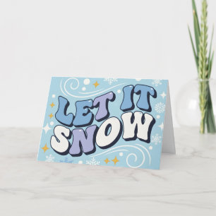 Retro Groovy Let It Snow Merry Christmas Holiday Card