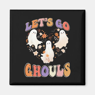 Retro Groovy Let's Go Ghouls Fun Halloween Couples Magnet
