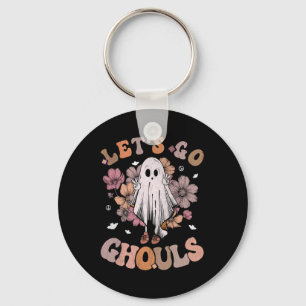 Retro Groovy Let's Go Ghouls Ghost 70s Hippie Hall Keychain