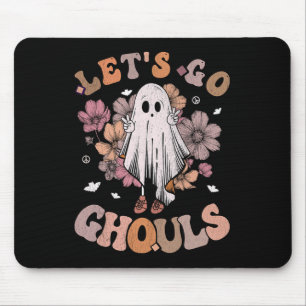 Retro Groovy Let's Go Ghouls Ghost 70s Hippie Hall Mouse Pad