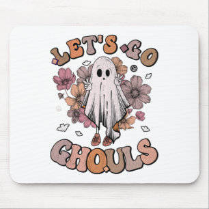 Retro Groovy Let's Go Ghouls Ghost 70s Hippie Hall Mouse Pad