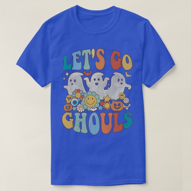 Retro Groovy Let's Go Ghouls Halloween Ghost Boo26 T-Shirt (Design Front)
