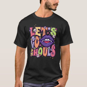 Retro Groovy Let's Go Ghouls Halloween Ghost Outfi T-Shirt