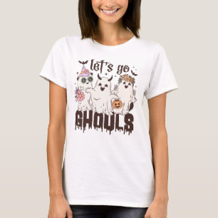Retro Groovy Let's Go Ghouls Halloween T-shirts 