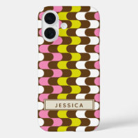 Retro Groovy Lime Pink Brown Abstract Art Custom