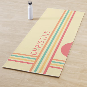 Retro Groovy Line Art  Yoga Mat