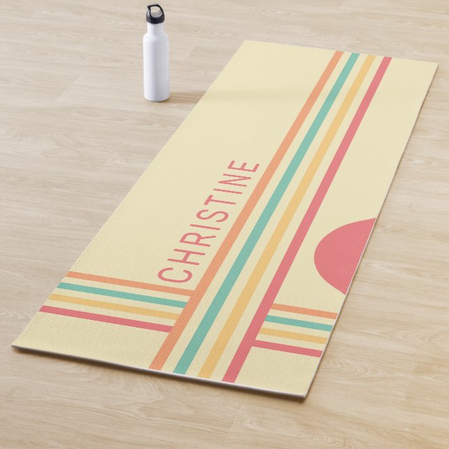 Retro Groovy Line Art  Yoga Mat (In Situ)