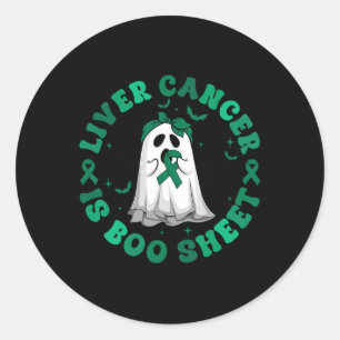 Retro Groovy Liver Cancer Is Boo Sheet Ghost Green Classic Round Sticker