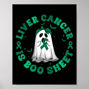 Retro Groovy Liver Cancer Is Boo Sheet Ghost Green Poster