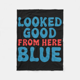 Retro Groovy Looked Good From Here Blue Funny Soft Fleece Blanket