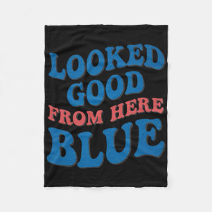 Retro Groovy Looked Good From Here Blue Funny Soft Fleece Blanket