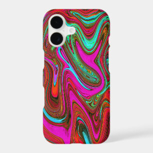 Retro Groovy Magenta, Red and Blue Abstract Art