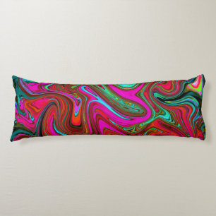 Retro Groovy Magenta, Red and Blue Abstract Art Body Pillow
