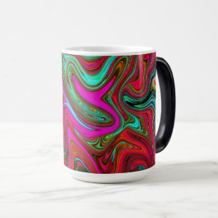 Retro Groovy Magenta, Red and Blue Abstract Art Magic Mug