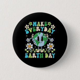 Retro Groovy Make Everyday Earth Day Clroom Teache 2 Inch Round Button