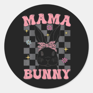 Retro Groovy Mama Bunny Matching Family Easter Mom Classic Round Sticker
