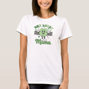 Retro Groovy Mama Clover Mascot Design T-Shirt