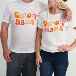 retro groovy mama First Birthday Matching T-Shirt
