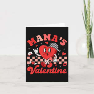 Retro Groovy Mama Is My Valentine Cute Heart Boys  Card
