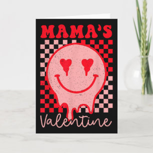 Retro Groovy Mama Is My Valentine Cute Heart Boys Card