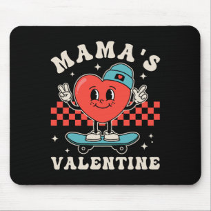 Retro Groovy Mama Is My Valentine Cute Heart Boys  Mouse Pad