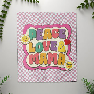 Retro Groovy Mama Quote Typography Mother's Day Tapestry