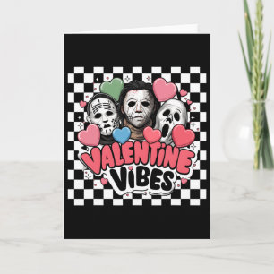 Retro Groovy Mask Valentine Vibes Horror Character Card