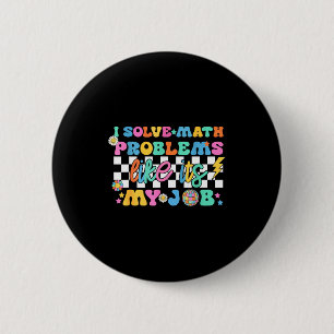 Retro Groovy Math Teacher Funny Back To School Gif 2 Inch Round Button