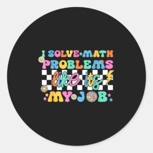 Retro Groovy Math Teacher Funny Back To School Gif Classic Round Sticker