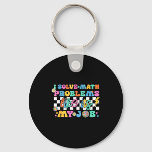 Retro Groovy Math Teacher Funny Back To School Gif Keychain