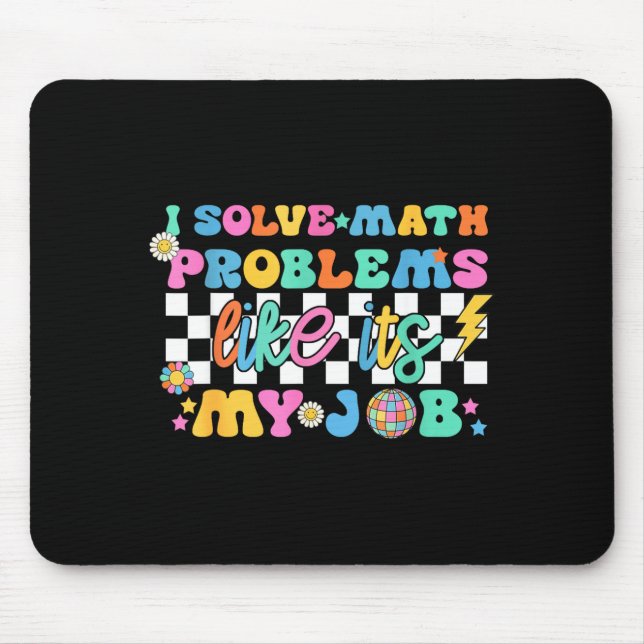 Retro Groovy Math Teacher Funny Back To School Gif Mouse Pad (Front)