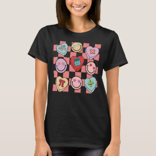 Retro Groovy Math Teacher Valentine Heart Candy Lo T-Shirt