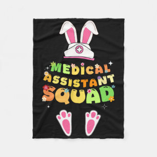 Retro Groovy Medical Istant Squad Bunny Ear Flower Fleece Blanket