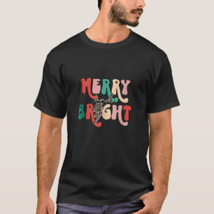 Retro Groovy Merry And Bright Leopard Lightning Bo T-Shirt