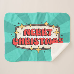 Retro groovy merry christmas text  sherpa blanket