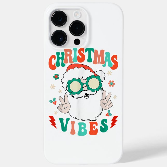 Retro Groovy Merry Christmas Vibes Funny Santa Cla Case-Mate iPhone Case (Back)