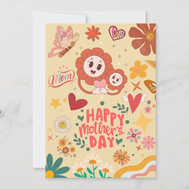 Retro Groovy Mother's Day Card (Front)