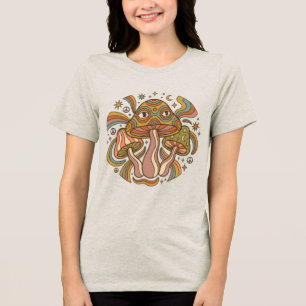 Retro Groovy Mushroom Aesthetic Vintage 70s Tri-Blend Shirt