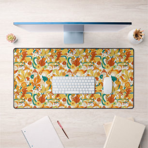 Retro Groovy Mushroom Flower Pattern Desk Mat