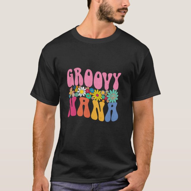 Retro Groovy Nana Daisy Flower Gifts For Mother s  T-Shirt (Front)
