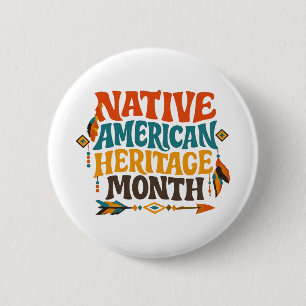 Retro Groovy Native American Heritage Month 2 Inch Round Button