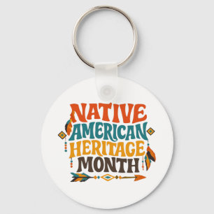 Retro Groovy Native American Heritage Month Keychain