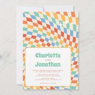 Retro Groovy Nostalgia Bright Wedding Invitation