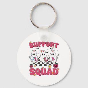 Retro Groovy Nurse Support Squad Breast Cancer Awa Keychain