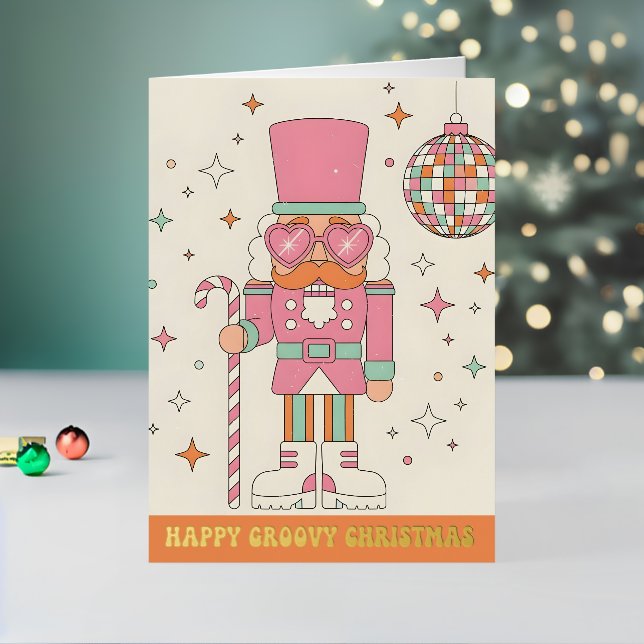 Retro Groovy Nutcracker Merry Christmas Foil Holiday Card (Holiday In Situ 2)