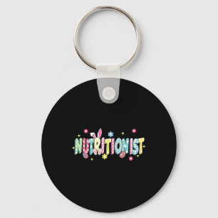 Retro Groovy Nutritionist Bunny Ear Funny Easter G Keychain