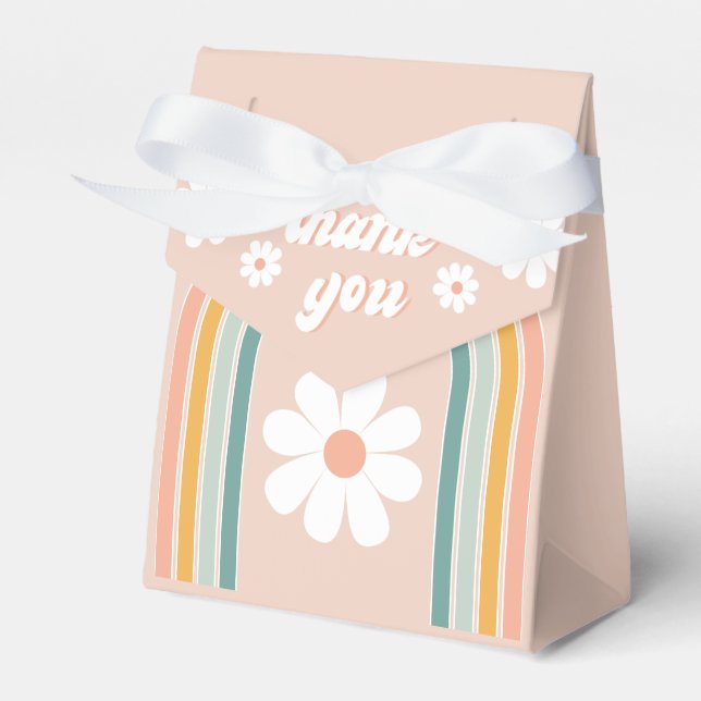 Retro Groovy One Boho First Birthday Favor Box (Front Side)